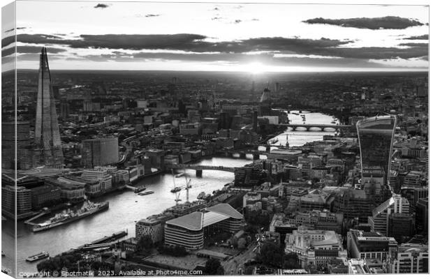 Aerial sunset view London city Financial district  Canvas Print by Spotmatik 