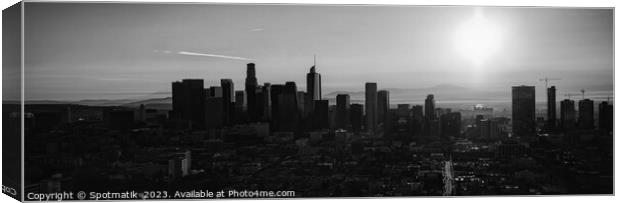 Aerial Panorama view at sunrise over Los Angeles  Canvas Print by Spotmatik 