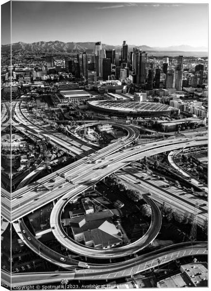 Aerial Los Angeles Santa Monica and Harbor Freeway Canvas Print by Spotmatik 
