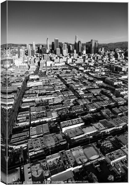 Aerial of Urban Los Angeles city skyscrapers USA Canvas Print by Spotmatik 