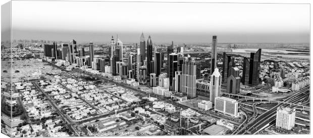 Aerial cityscape sunset view of Dubai city UAE Canvas Print by Spotmatik 