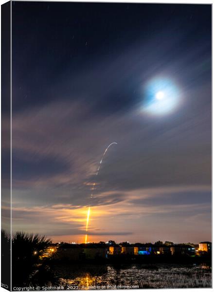 Falcon Heavy Space X Rocket Launch Cape Canaveral Canvas Print by Spotmatik 