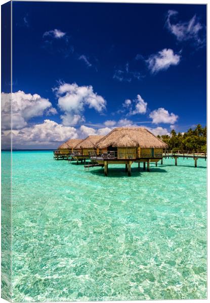 Bora Bora Island Overwater luxury resort Bungalows Polynesia Canvas Print by Spotmatik 