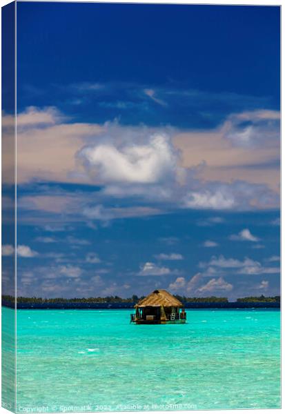 Aquamarine lagoon Bora Bora Overwater luxury Bungalow Polynesia Canvas Print by Spotmatik 