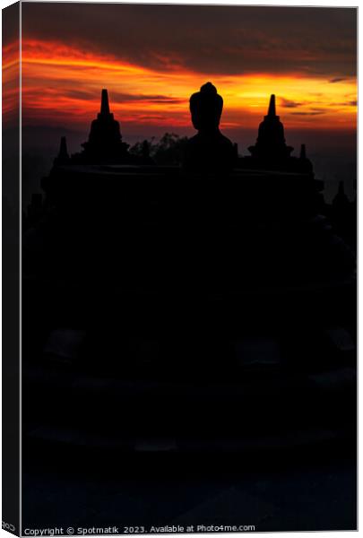 Sunrise Silhouette Borobudur monument temple to Hinduism Java Canvas Print by Spotmatik 