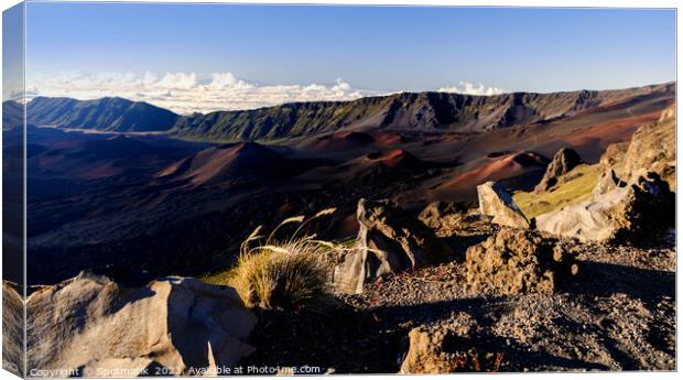 Aerial view of Haleakala Volcano Maui Hawaiian archipelago  Canvas Print by Spotmatik 