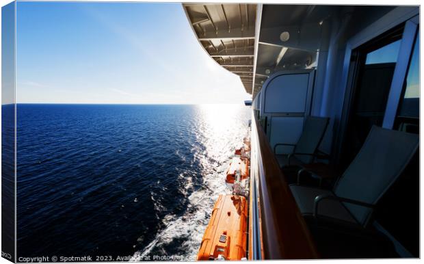 Sunset view from balcony cabin of Cruise ship  Canvas Print by Spotmatik 