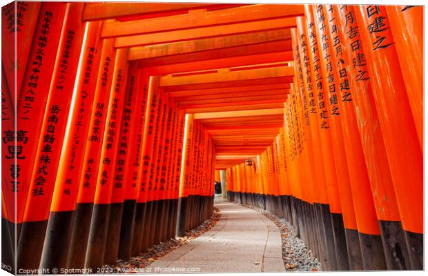 Torii gates Japan Buddhist temple Taisha sacred shrine Canvas Print by Spotmatik 