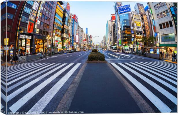 Tokyo Japan Ginza Shibuya district crosswalk Canvas Print by Spotmatik 