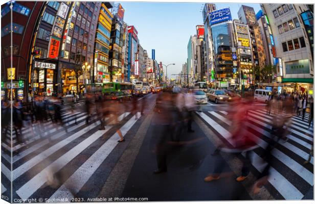 Tokyo Japan Ginza Shibuya district people pedestrian crossing  Canvas Print by Spotmatik 