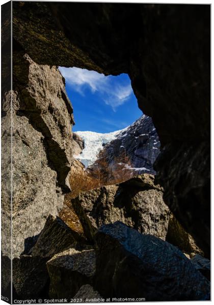 Norway scenic view of ice glacier in summer  Canvas Print by Spotmatik 