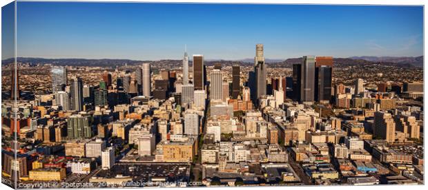 Aerial Panoramic view of Los Angeles downtown California Canvas Print by Spotmatik 