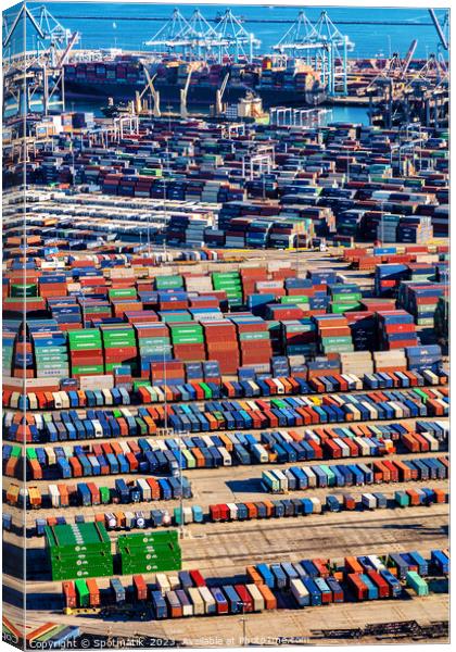 Container Port Los Angeles a Global freight facility  Canvas Print by Spotmatik 