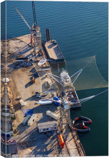 Aerial Mr Steven marine vessel recovery of SpaceX  Canvas Print by Spotmatik 