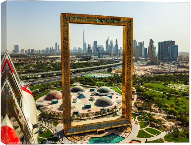 Aerial Helicopter view of Zabeel Park Dubai Frame  Canvas Print by Spotmatik 