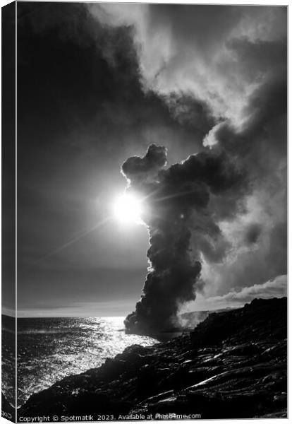 Big Island Hawaii Kilauea volcano hot steam rising Canvas Print by Spotmatik 