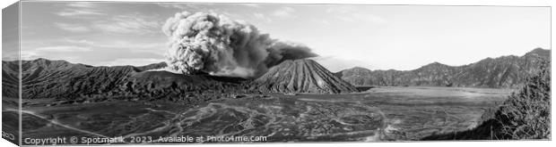 Panoramic view Mount Bromo active volcanic eruption Indonesia  Canvas Print by Spotmatik 