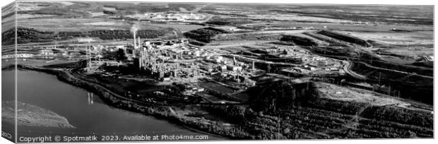 Aerial Panorama Canadian Oil Refinery Athabasca river Alberta Canvas Print by Spotmatik 