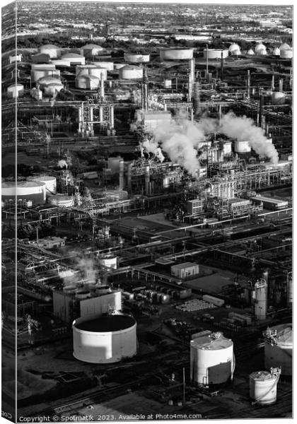 Aerial view of a coastal Petrochemical storage facility  Canvas Print by Spotmatik 