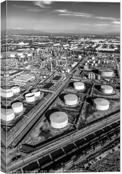 Aerial view oil refinery near Los Angeles California  Canvas Print by Spotmatik 