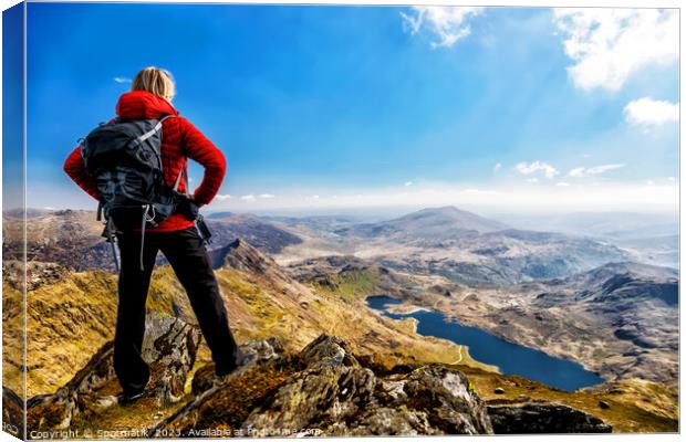Young female outdoor hiker on hiking vacation Wales Canvas Print by Spotmatik 