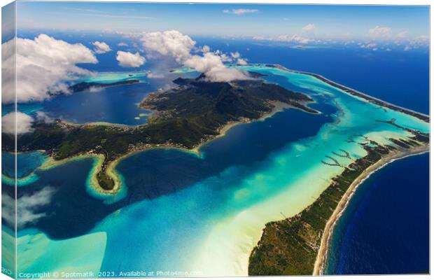 Aerial Bora Bora Mt Otemanu South Pacific Ocean Canvas Print by Spotmatik 