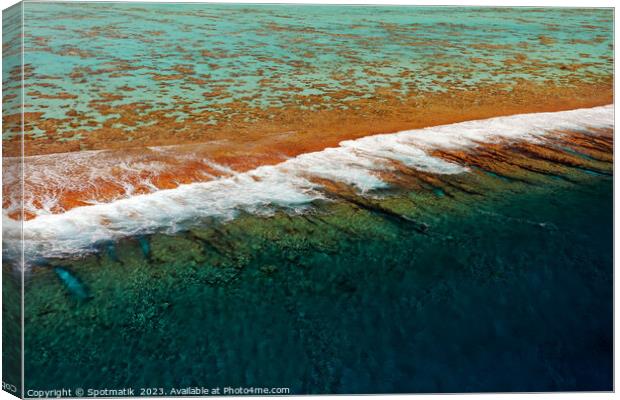 Aerial Bora Bora a luxury Tahitian Pacific Island  Canvas Print by Spotmatik 
