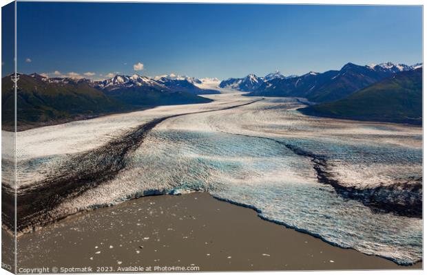 Aerial view Alaska USA Knik glacier Chugach Mountains  Canvas Print by Spotmatik 