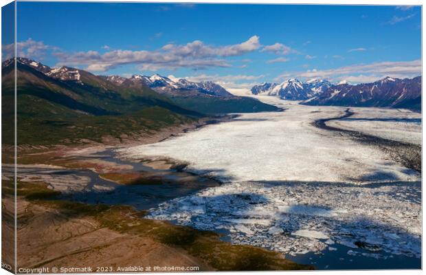 Aerial view Chugach Mountains Alaska Knik glacier America Canvas Print by Spotmatik 