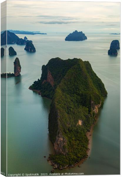 Aerial island view limestone karsts Krabi Thailand Asia Canvas Print by Spotmatik 