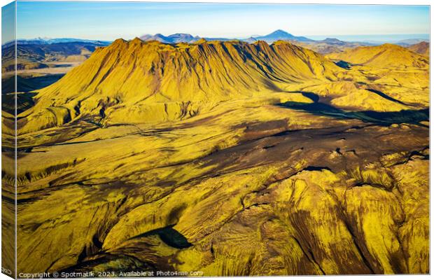Aerial view of Landmannalaugar National Park Wilderness Iceland  Canvas Print by Spotmatik 