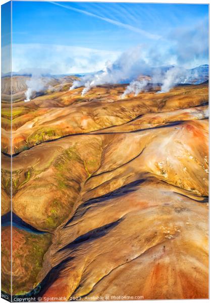 Aerial Land of fire and ice Iceland Europe Canvas Print by Spotmatik 