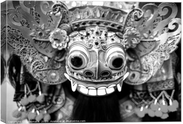 Balinese Barong traditional dancer ceremonial dragon mask Canvas Print by Spotmatik 