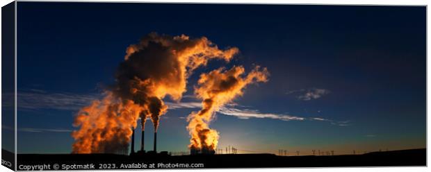 Dawn sunlight near Industrial power plant Arizona USA Canvas Print by Spotmatik 