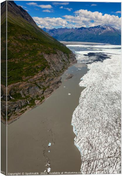 Aerial Alaska view Knik glacier Chugach Mountains USA Canvas Print by Spotmatik 