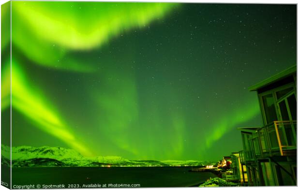 Northern Lights solar magnetic radiation Arctic Circle Norway Canvas Print by Spotmatik 
