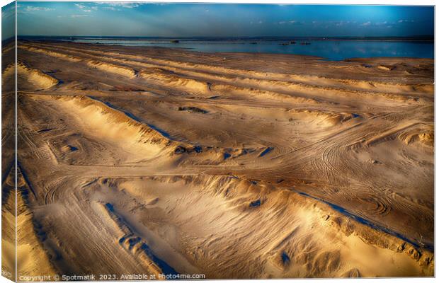 Aerial Ft McMurray surface mining Oilsands Alberta Canada  Canvas Print by Spotmatik 