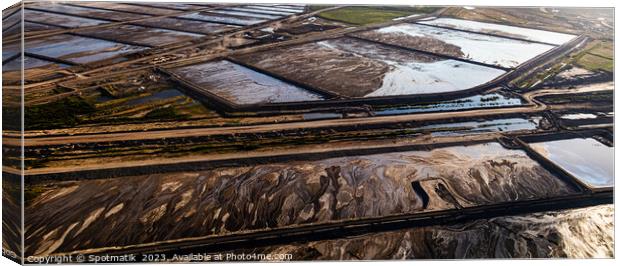 Aerial Panoramic of Tailing ponds Ft McMurray Alberta Canvas Print by Spotmatik 