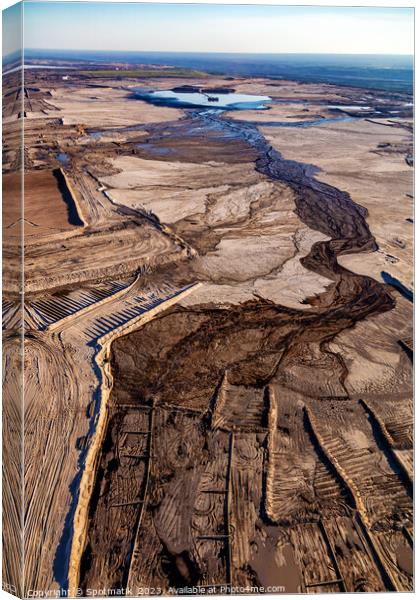 Aerial Oil Sands river near Ft Mc Murray Canada  Canvas Print by Spotmatik 