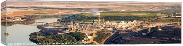Aerial Panorama view Oil Refinery near Oilsands mining  Canvas Print by Spotmatik 