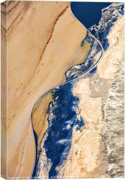 Aerial abstract art graphic image Tailing pond Oil Canvas Print by Spotmatik 