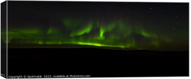 Aerial Panorama view of the Aurora Borealis Iceland  Canvas Print by Spotmatik 