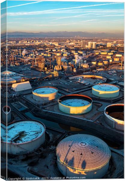 Aerial view of Industrial coastal Petrochemical refinery Canvas Print by Spotmatik 
