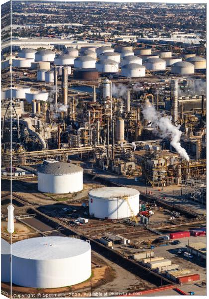 Aerial view Oil Refinery El Segundo Los Angeles  Canvas Print by Spotmatik 
