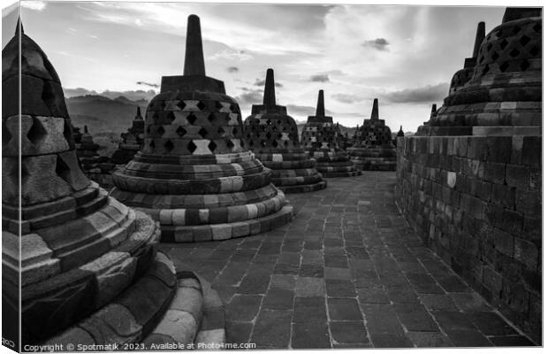 Borobudur sunrise religious temple ancient tourism Java Canvas Print by Spotmatik 