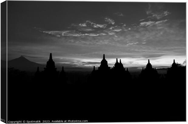 Silhouette Borobudur Landmark monument temple to Hinduism Java Canvas Print by Spotmatik 