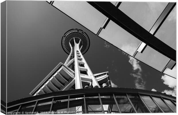 Seattle Space Needle tower and observation deck USA Canvas Print by Spotmatik 