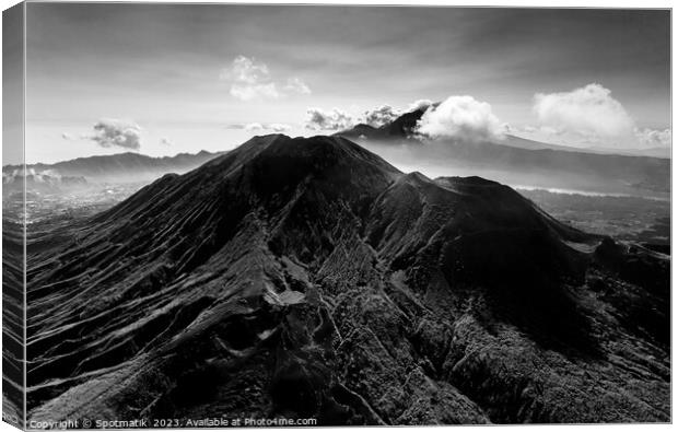 Aerial view Mt Batur active Volcano Bali Indonesia Canvas Print by Spotmatik 