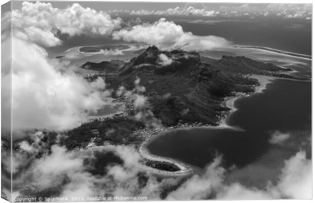 Aerial Bora Bora Island French Polynesia Pacific Atoll  Canvas Print by Spotmatik 
