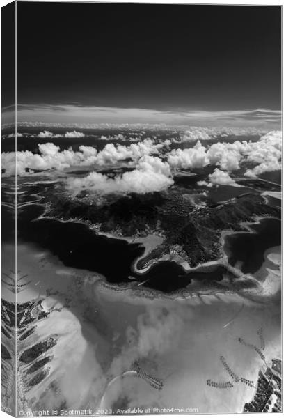 Aerial Bora Bora French Polynesia Pacific Atoll Island Canvas Print by Spotmatik 